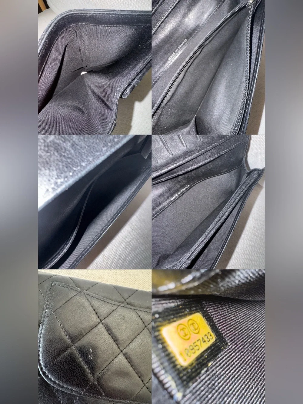 Authentic Chanel Classic Quilted Lambskin Bifold Flap Yen Black Wallet-FLAWED